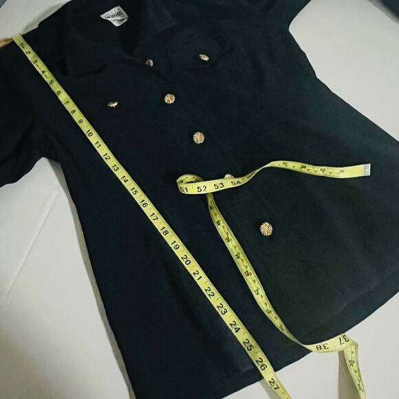 R & M Richards By Karen Kwong Button Up Two Piece Shirt Pants Set Size 8 Navy - Picture 9 of 10